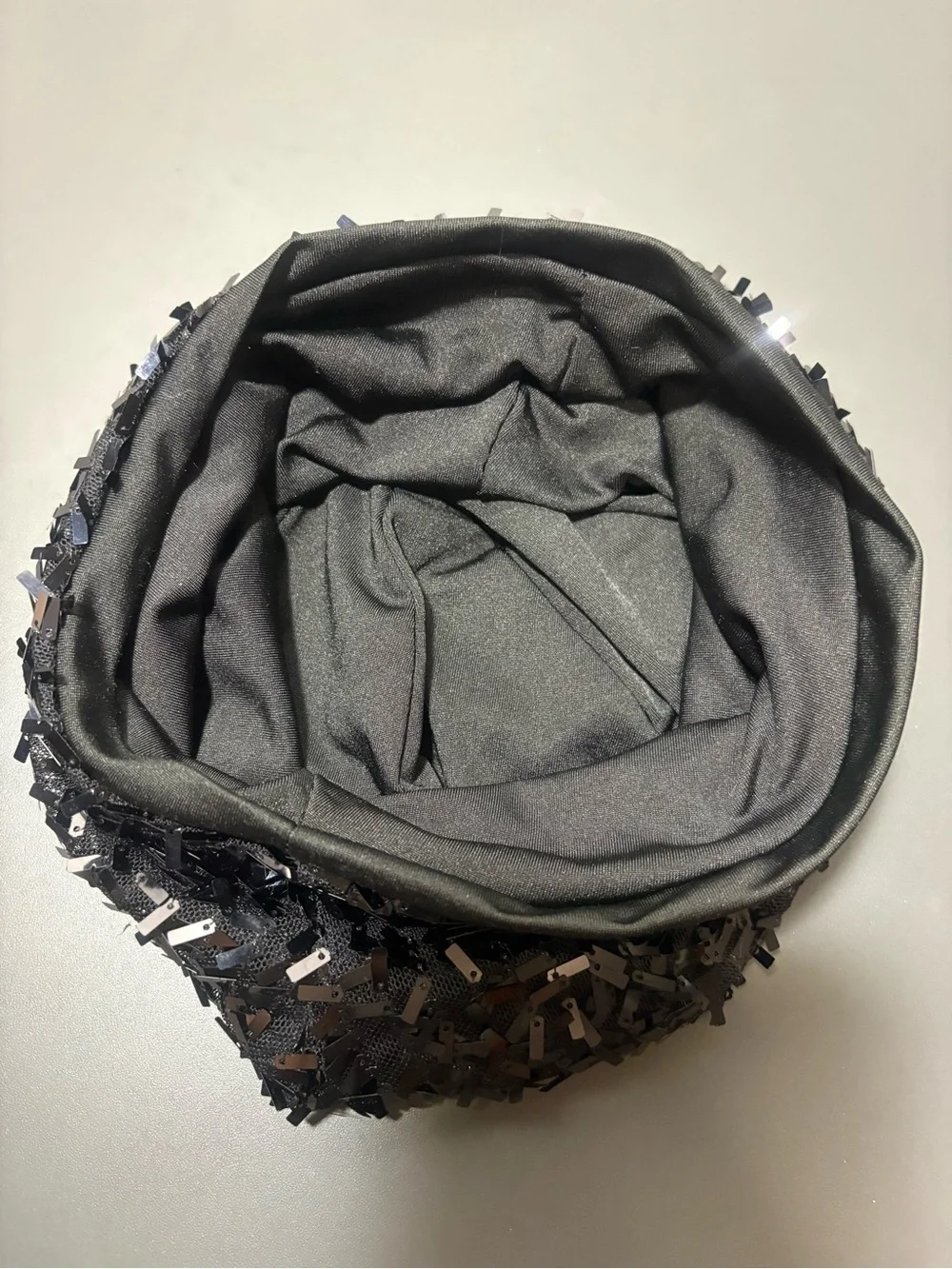 Sequined Black Beanie Hat